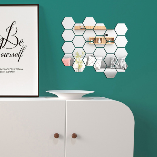 24 Pegatinas De Pared Hexagonales Con Espejo, Pegatinas De P