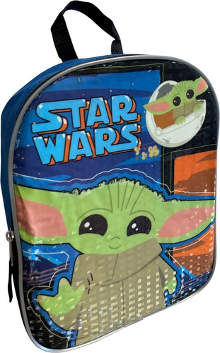 Minimochila Star Wars: El Bebé Mandaloriano Yoda 11 (azul-ne