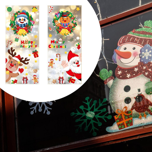 2 X 4x Adhesivos Navideños Para Ventanas, Decoraciones