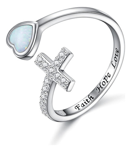 Faith Hope Cross Ring 925 Sterling Silver Purity True Waits