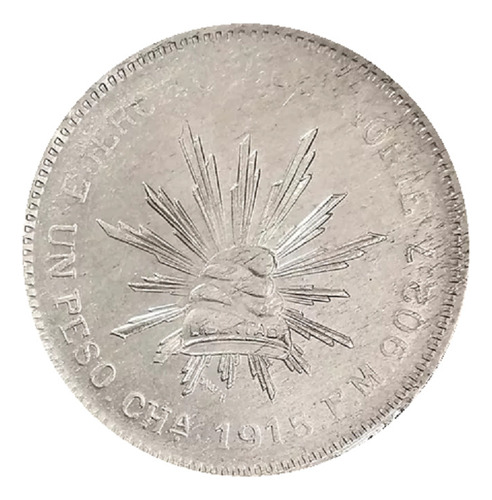 Moneda Original Plata Un Peso 1915 Ejercito Del Norte Rev Me