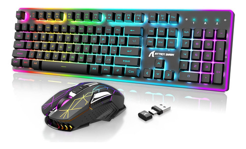 Kit De Mouse Y Teclado Attack Shark, Negro Rgb, Inalámbrico