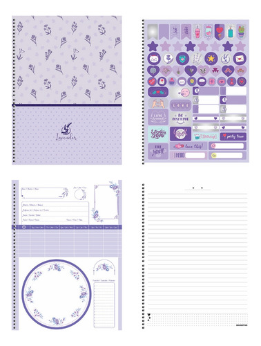 Caderno Lavander 10 Matérias Univ. Espiral Sortido Animativa