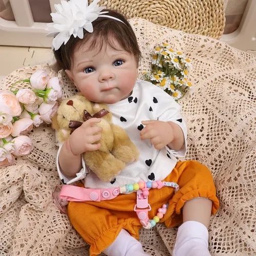 Brastoy Bebé Reborn Boneca 48cm Menina Silicone Realista Pintada