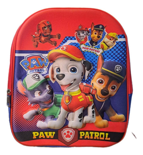 Mochila Escolar Jardin Niño Paw Patrol 12lt Relieve 3d 