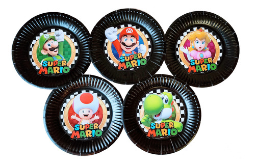 Super Mario Bros Platos Descartables Set X 5 Unidades