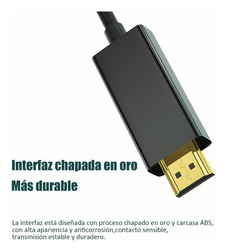 Imagen 3 de 6 de Cable Dp Display Port Macho A Hdmi Macho, 1.8m 4k/ Pc, Mac