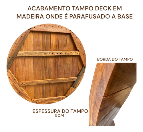 Mesa Com Tampo Em Madeira Cumaru 2,20ø Área Externa/gourmet