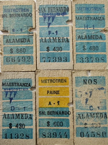 7 Boletos Tren Alameda Paine Años 80 (ff551
