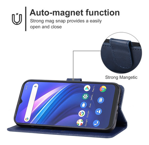 Compatible Funda De Teléfono De Cuero Azul For Cubot P80