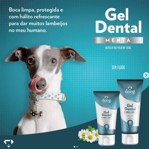 Gel Dental Pet Cães Gatos Mau Hálito Sem Fluor - Docg - 85g Sabor Menta