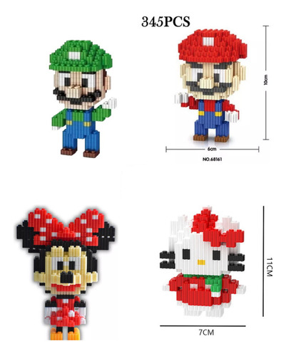 Mini Blocks Figura Armable 3d Luigi, Spiderman, Kity, Kuromi