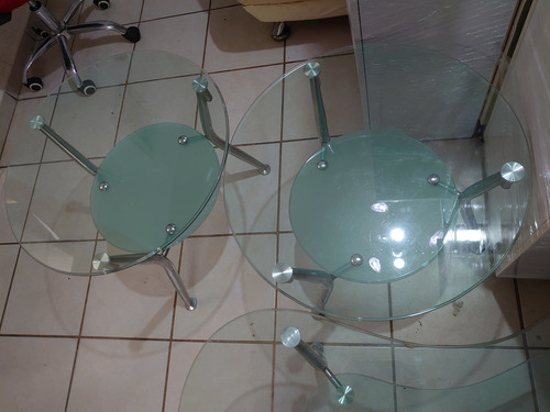 Mesas De Centro 2 Piezas Vidrio Templado Acero Inoxidable Plateado (Usado)