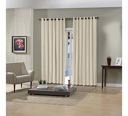 Cortina Blackout Voil Pratika 3,60m X 2,50m Lisa Slim Cor Areia