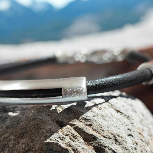 Pulsera De Hombre Cat J007b10112 Plateado-negro