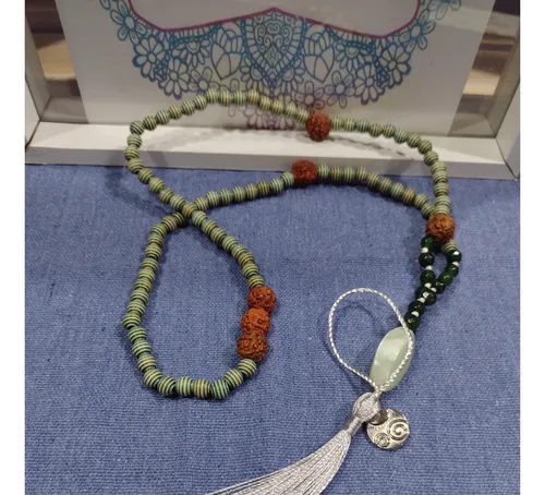 Japa Mala 108 Cuentas, Jaspe Y Semilla Rudraksha.