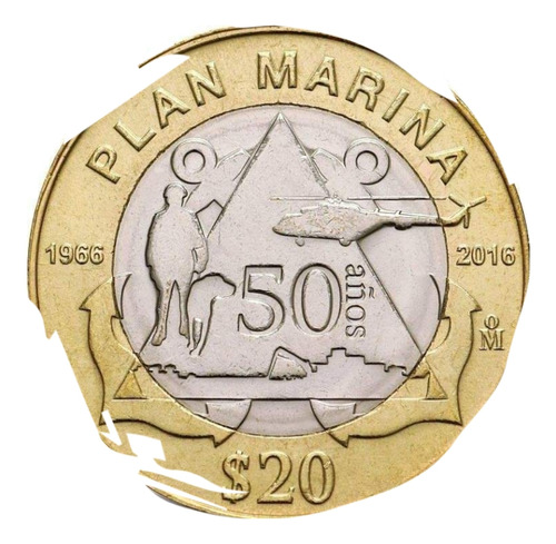 Moneda De 20 Pesos Plan Marina Circulada En Buena Condición