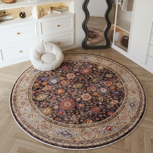 Alfombra Redonda Lavable De 4 Pies, Alfombra Circular Antide