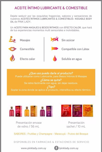 Aceite Masajes Íntimo Lubricación Efecto Caliente Pink Lady