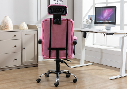 Silla De Escritorio Starway Home Deco Wl 01 Ergonómica Rosa Con Tapizado De Mesh