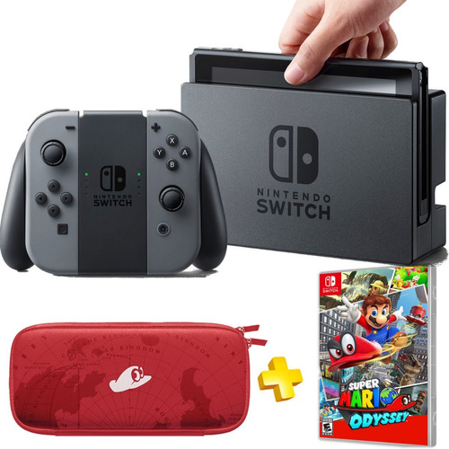 Nintendo Switch Gray Super Mario Odyssey , Joycons E Case