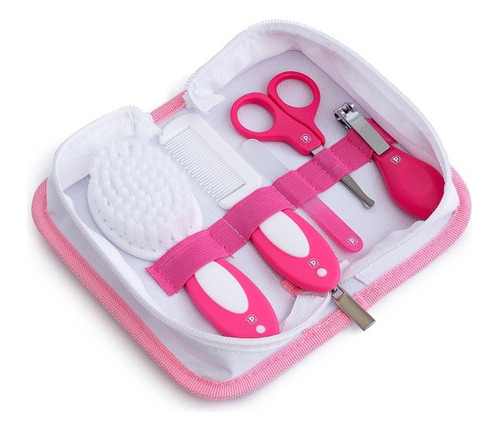 Kit Manicure Bebê 5 Peças Com Nécessaire Pimpolho Azul Rosa