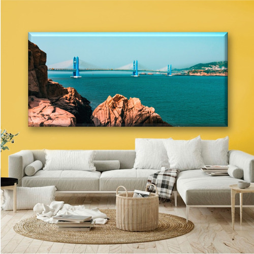 Cuadro Canva Decorativo Puente En El Mar 50x100 Cm