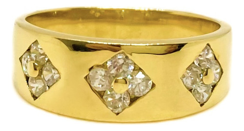 Anillo Cristales Zafiros Blancos Oro 18k T16