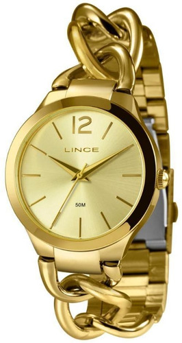 Relógio Lince Feminino Dourado Com Pulseira De Elos