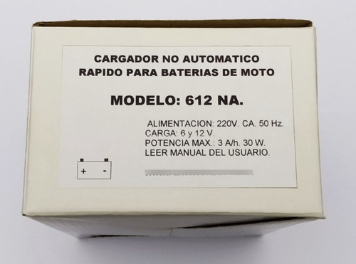 Imagen 6 de 10 de Cargador Baterias Motos Rapido 612/na No Autom. 6 Y 12v.