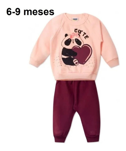 Conjunto Calça Moletom Algodão Roupa Panda 6-9 Meses Menina