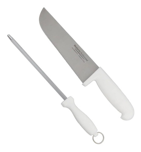 Kit P/ Churrasco Faca E Chaira Em Aço Inox 2 Peças Western