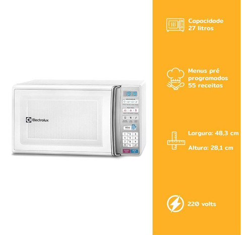 Micro-ondas Electrolux 27 Litros Branca Mb37r 220v