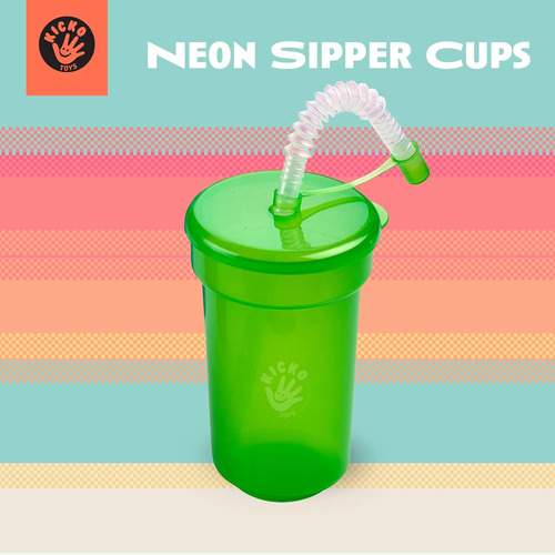 Vasos Para Beber Kicko Neon, 5.5 Pulgadas, 12 Oz., Coloridos