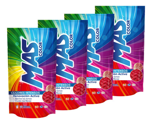 4 Pack Mas Detergente Liquido Ropa De Color 830