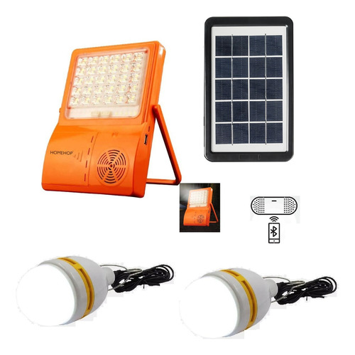 Foco 3en1 50w + Panel Solar Incorpado + Parlante Bluetooth 