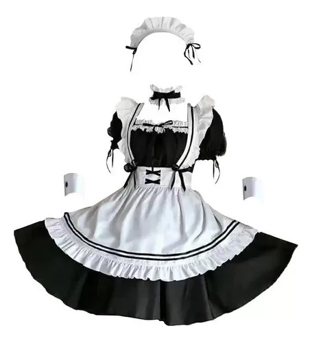 Empregada masculina usar cosplay fofo japonês vestido anime maid