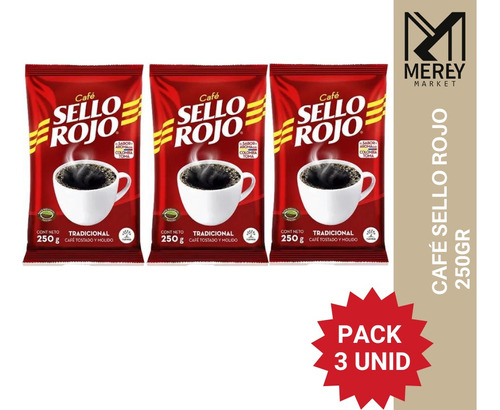 Café Sello Rojo Tradicional 250gr (packx3). Mereymarket