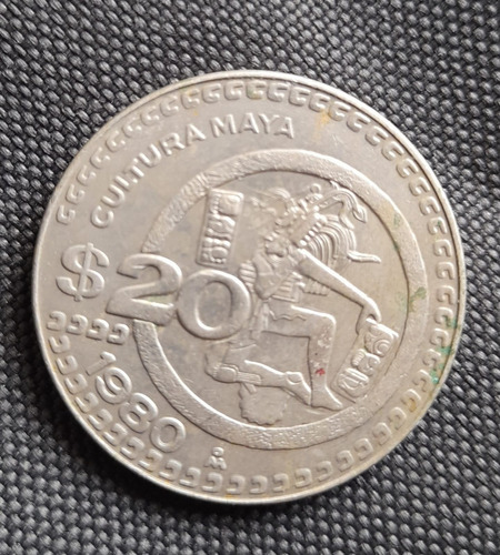 Moneda Antigua De 20 Pesos Mexicanos Año 1980 