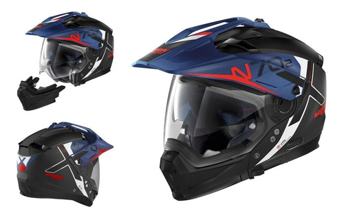 Casco Nolan N70-2x Bungee N-com 38 Azul Negro Mate Modular