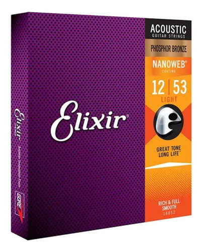 Encordoamento Elixir Cordas 012 Phosphor Bronze Light Violão