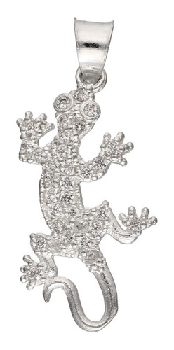 Cadena Y Dije De Lagartija Pavé Juego De Plata + Color Plateado