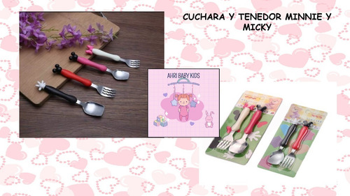 Imagen 2 de 2 de Cubiertos Mickey & Minnie Niño, Niña