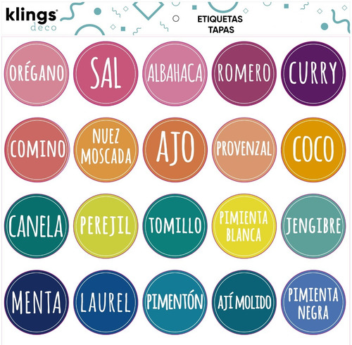 Imagen 1 de 3 de Etiquetas Para Frascos Condimentos Especias Tapas Color