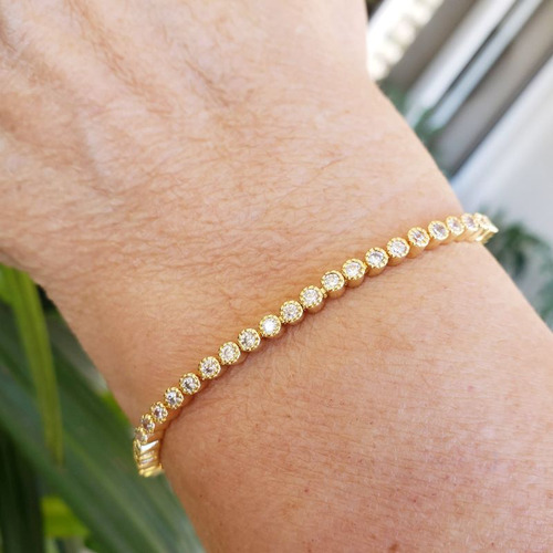 Pulseira Riviera Com Zirconias Banho De Ouro 18k 3745
