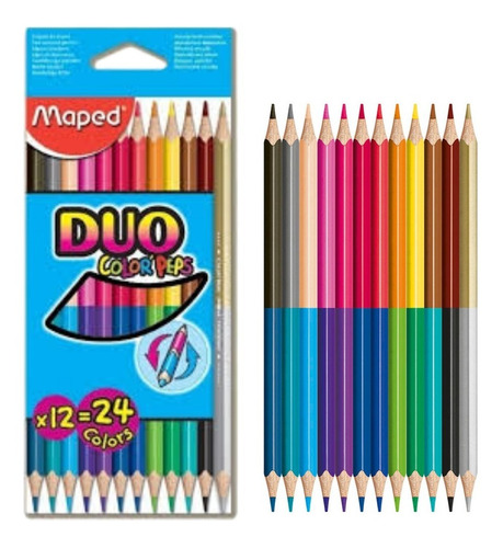 Lápices Bicolor Maped Color Peps Duo Color X12 = 24 Colores
