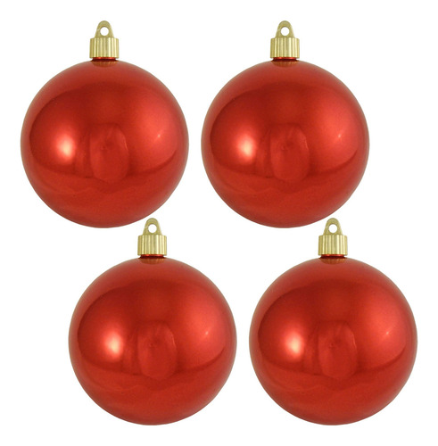 Adornos De Bolas De Plástico Inastillable 10 Cm Rojos 4 Unid