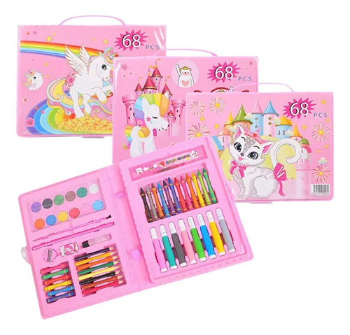 Set Escolar 68 Pzs Maleta Didáctica Colores Regalo Infantil