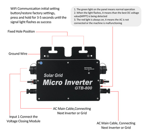 Inversor Inversor 800w Tie 120v Wifi Solar A Inversor