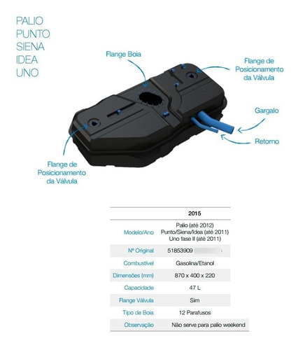 Tanque Combustíve Uno 2010 Idea Punto 97 98 99 2011 47l